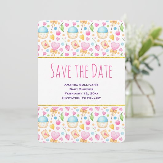 Hart- en liefdesvriendelijke Waterverf Save The Date (Staand voorkant)