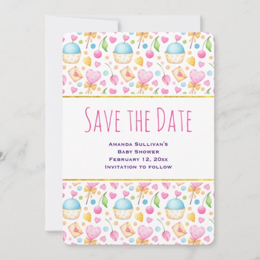 Hart- en liefdesvriendelijke Waterverf Save The Date (Voorkant)