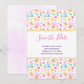 Hart- en liefdesvriendelijke Waterverf Save The Date (Voorkant / Achterkant)