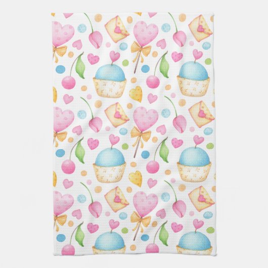 Hart- en liefdesvriendelijke Waterverf Theedoek (Verticaal)