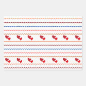 Hart en Lijnen Verpakking Papier Flat Sheet Set va Inpakpapier Vel (Voorkant)