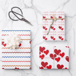 Hart en Lijnen Verpakking Papier Flat Sheet Set va Inpakpapier Vel
