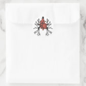 Hart en longen ronde sticker (Tas)