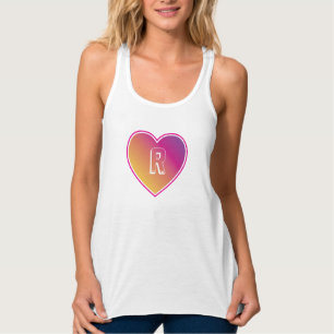 Hart en monogram op zonsondergang Coloful Pattern  Tanktop
