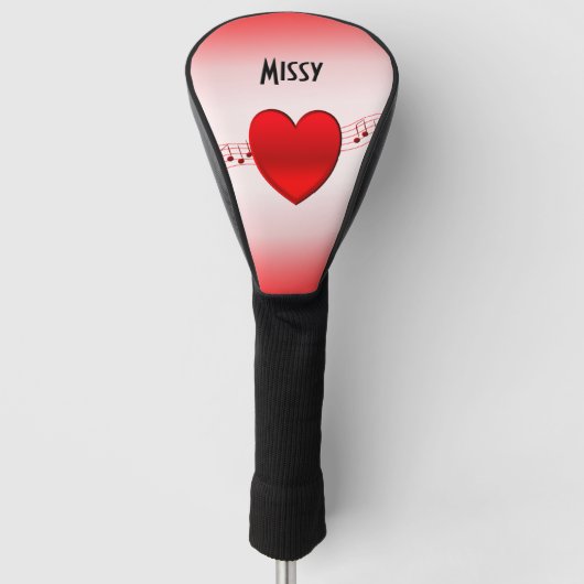 Hart en muziek golfheadcover (Voorkant)