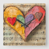 Hart en muziek vierkante klok (Voorkant)