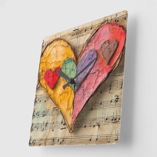 Hart en muziek vierkante klok (Hoek)