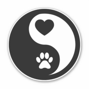 Hart en Paw Yin Yang Sticker Decal