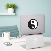 Hart en Paw Yin Yang Sticker Decal (Laptop op bureau)