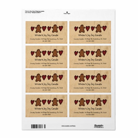 Hart en peperkoek label (Full Sheet)