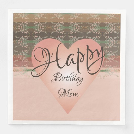 Hart en perzikkoraal, gedrenkt servet (Voorkant)