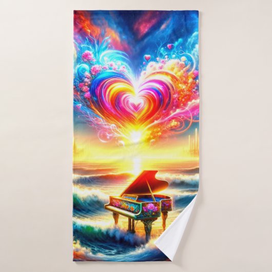Hart en Piano Design Badhanddoek (Badhanddoek)