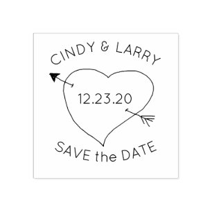 Hart en Pijl Save the Date Cute Trouwstempel Rubberstempel