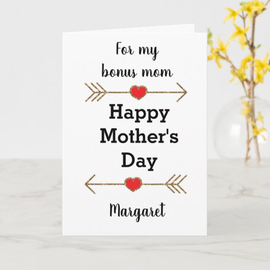 Hart en Pijlen Gelukkige Moederdag Bonus Mam Kaart (Gele Bloem)