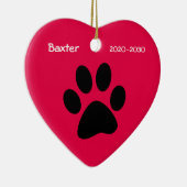 Hart en Poot Hond Memorial Kerst Ornament (Rechts)