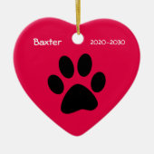 Hart en Poot Hond Memorial Kerst Ornament (Voorkant)