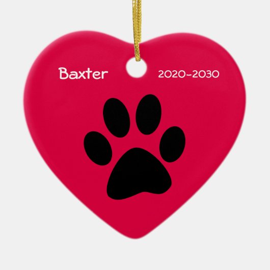 Hart en Poot Hond Memorial Kerst Ornament (Voorkant)