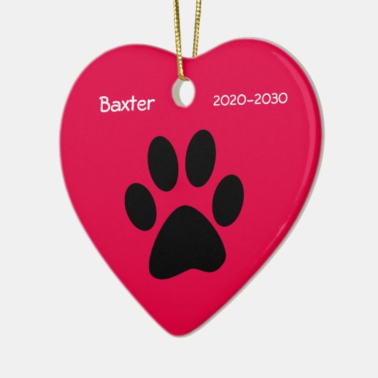 Hart en Poot Hond Memorial Kerst Ornament (Links)