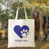 Hart- en pootafdrukmonogram naam hond Moeder Tote Bag