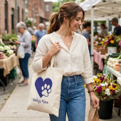 Hart- en pootafdrukmonogram naam hond Moeder Tote Bag