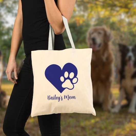 Hart- en pootafdrukmonogram naam hond Moeder Tote Bag