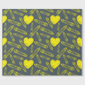 Hart en potlood: naadloos schoolinpakpapier cadeaupapier (Vlak)