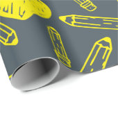 Hart en potlood: naadloos schoolinpakpapier cadeaupapier (Rol Hoek)