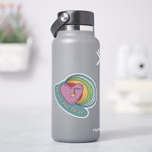 Hart en Regenboog: Doodles voor muziekliefhebbers Sticker (HydroFlask)