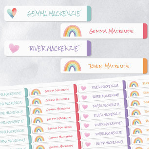 Hart en regenboog kleur gecodeerde meisjes waterdi labels