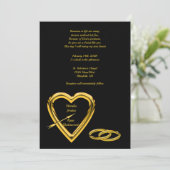 Hart en ringen in goud op het zwarte hedendaagse h kaart (Staand voorkant)