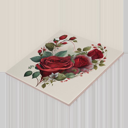 Hart en Rode Rozen Tegeltje
