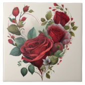 Hart en Rode Rozen Tegeltje (Voorkant)
