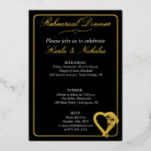 Hart- en Roos-bloemen Folie Uitnodiging (Voorkant)