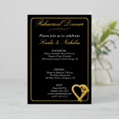 Hart- en Roos-bloemen Folie Uitnodiging (Staand Voorkant)