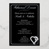 Hart- en Roos-bloemen Folie Uitnodiging (Voorkant)