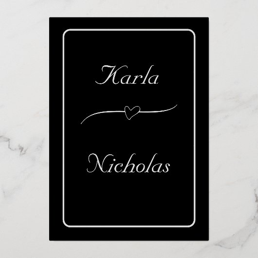 Hart- en Roos-bloemen Folie Uitnodiging (Achterkant)