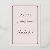 Hart- en Roos-bloemen Folie Uitnodiging (Achterkant)