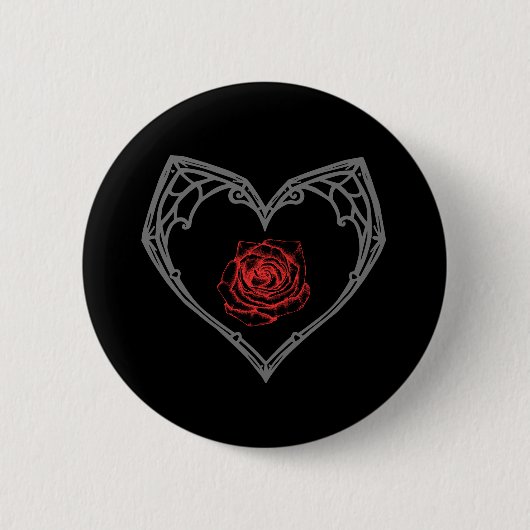 Hart en Roos Knop Ronde Button 5,7 Cm (Voorkant)