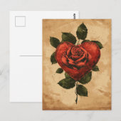 Hart en Roos  Liefde Valentijnsdag Briefkaart (Voorkant / Achterkant)