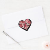 Hart- en roze rozen op zwarte sticker zegel (Envelop)