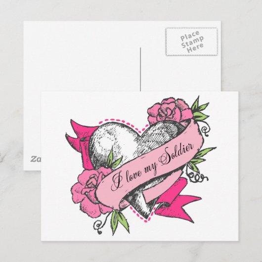 Hart en Rozen Briefkaart (Voorkant / Achterkant)