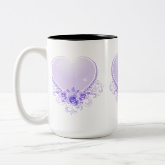  hart en Rozen lavendel Tweekleurige Koffiemok (Links)