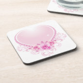  Hart en Rozen Roze Bier Onderzetter (Linkerzijde)