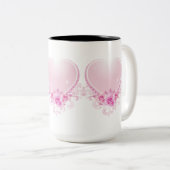 Hart en Rozen Roze Tweekleurige Koffiemok (Voorkant rechts)