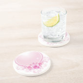  Hart en Rozen Roze Zandsteen Onderzetter (Zijkant)