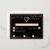 Hart en Rozen, RSVP-Roos Gold Folie Uitnodiging Briefkaart (Voorkant / Achterkant)