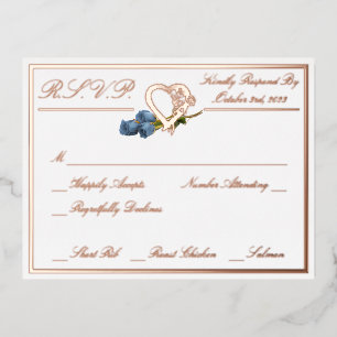 Hart en Rozen, RSVP Roos Gold White Wedding Folie Uitnodiging Briefkaart