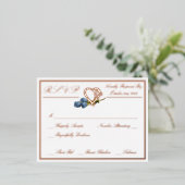 Hart en Rozen, RSVP Roos Gold White Wedding Folie Uitnodiging Briefkaart (Staand Voorkant)