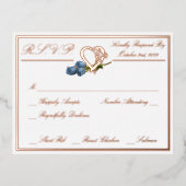 Hart en Rozen, RSVP Roos Gold White Wedding Folie Uitnodiging Briefkaart (Voorkant)