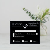 Hart en Rozen, RSVP Silver Folie Uitnodiging Briefkaart (Staand Voorkant)